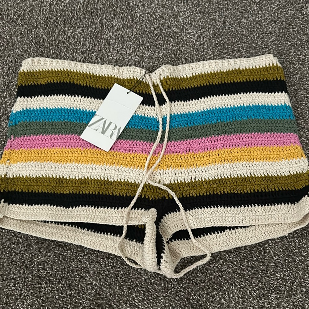 Zara Striped Crochet Shorts